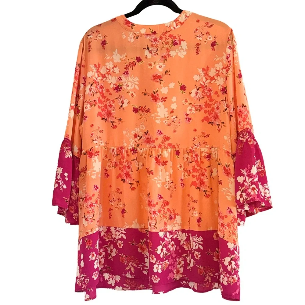 The Pioneer Woman Floral Tunic in Orange and Pink - Picture 2 of 10